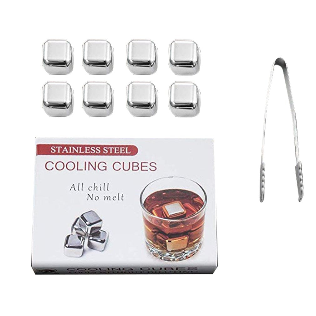 Stainless Steel Ice Cube Rocks Reusable for any Beverages (Set Of 8)