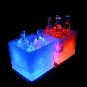 Double Layer Transparent Plastic LED Ice Bucket